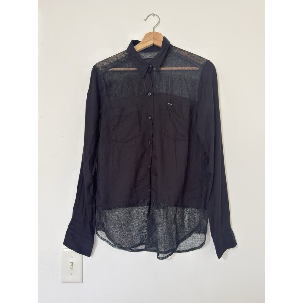 Hurley Black Sheer Button-Down Shirt